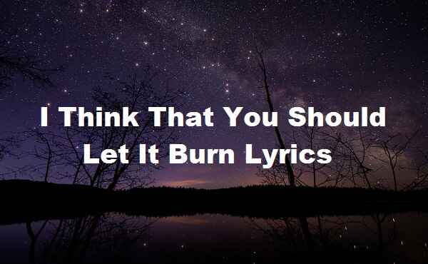 I Think That You Should Let It Burn Lyrics