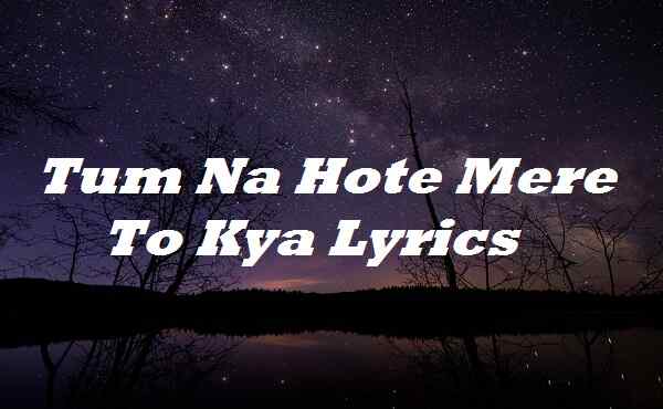 Tum Na Hote Mere To Kya Lyrics