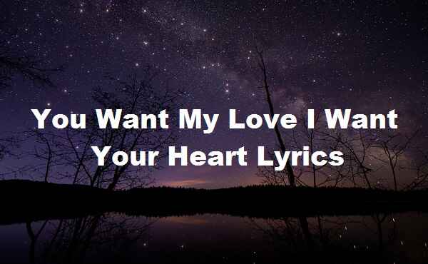 You Want My Love I Want Your Heart Lyrics