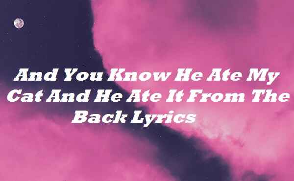 And You Know He Ate My Cat And He Ate It From The Back Lyrics