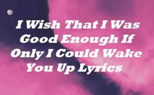 I Wish That I Was Good Enough If Only I Could Wake You Up Lyrics