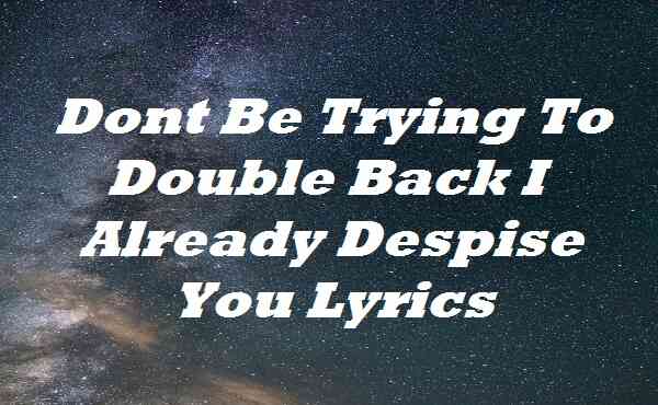 Dont Be Trying To Double Back I Already Despise You Lyrics